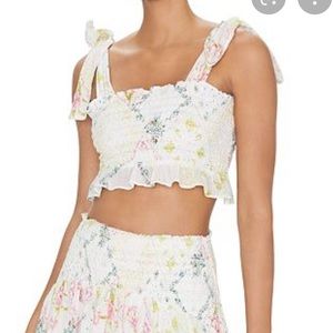 LoveShackFancy Norleen Floral Print Crop Top